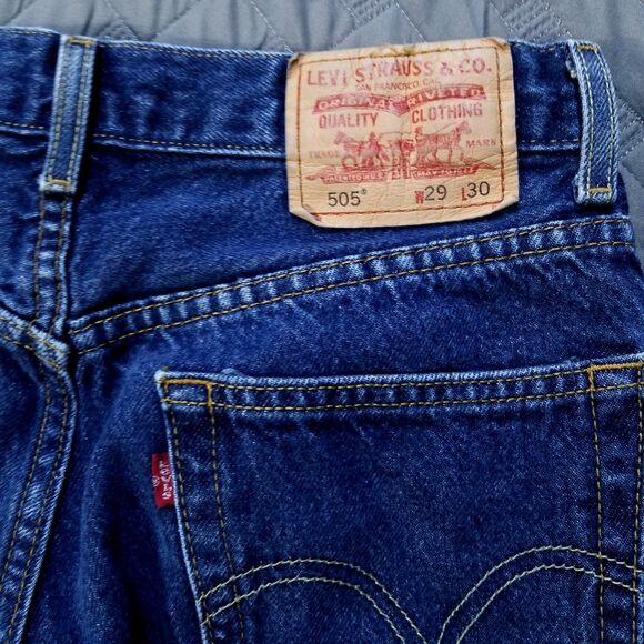 Levis Jeans Mens 29X30 Blue 505 Straight Regular Fit Dark Wash American Denim - Picture 10 of 11